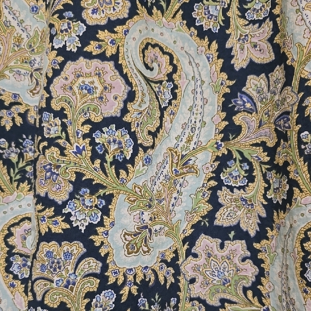 Talbots Blue and Green Paisley Long Sleeve Dress 8 - Picture 4 of 5